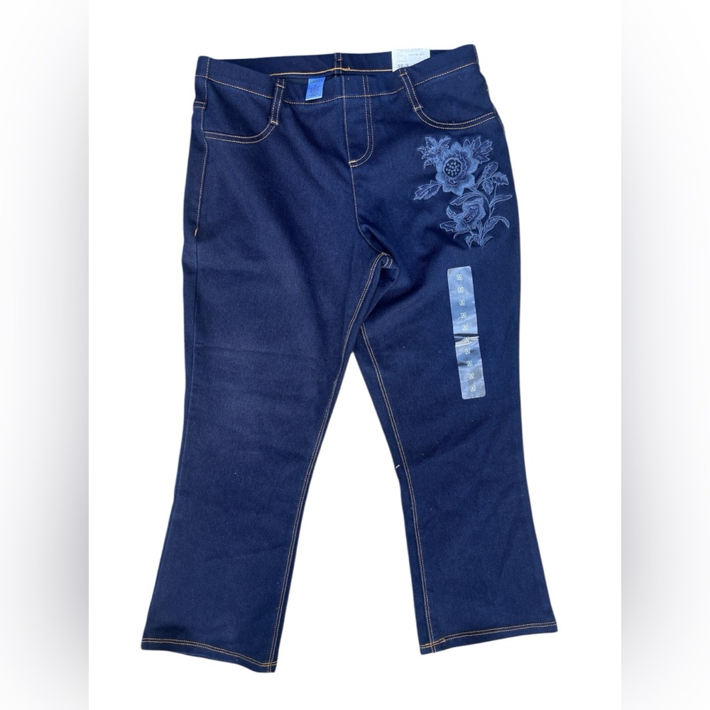 Embroidered Blue Jeans for Women Cropped Denim Jeggings Size Medium